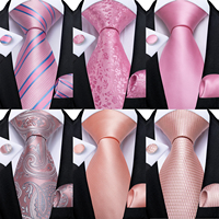 High Quality Pink Striped Paisley Men's Tie Set 8cm Business Wedding Party Accessories Men Necktie Hanky Set Men Gift DiBanGu