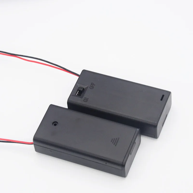 도매 100 개몫 팁 2x1.5V AA 플라스틱 배터리 홀더 케이스 박스 배터리 2 슬롯 AA 커버 ON / OFF 스위치 포함, 도매