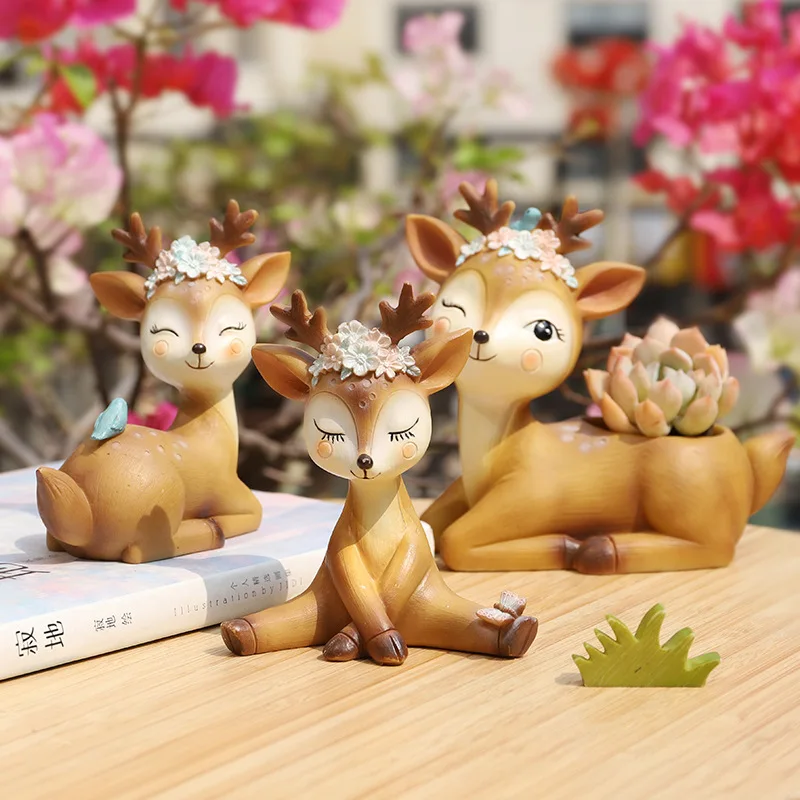 

Vase Decoration Home Décor ваза для цветов Succulent Flower Pot Cute Cartoon Animal Deer Creative Desktop Nordic Potted Plant