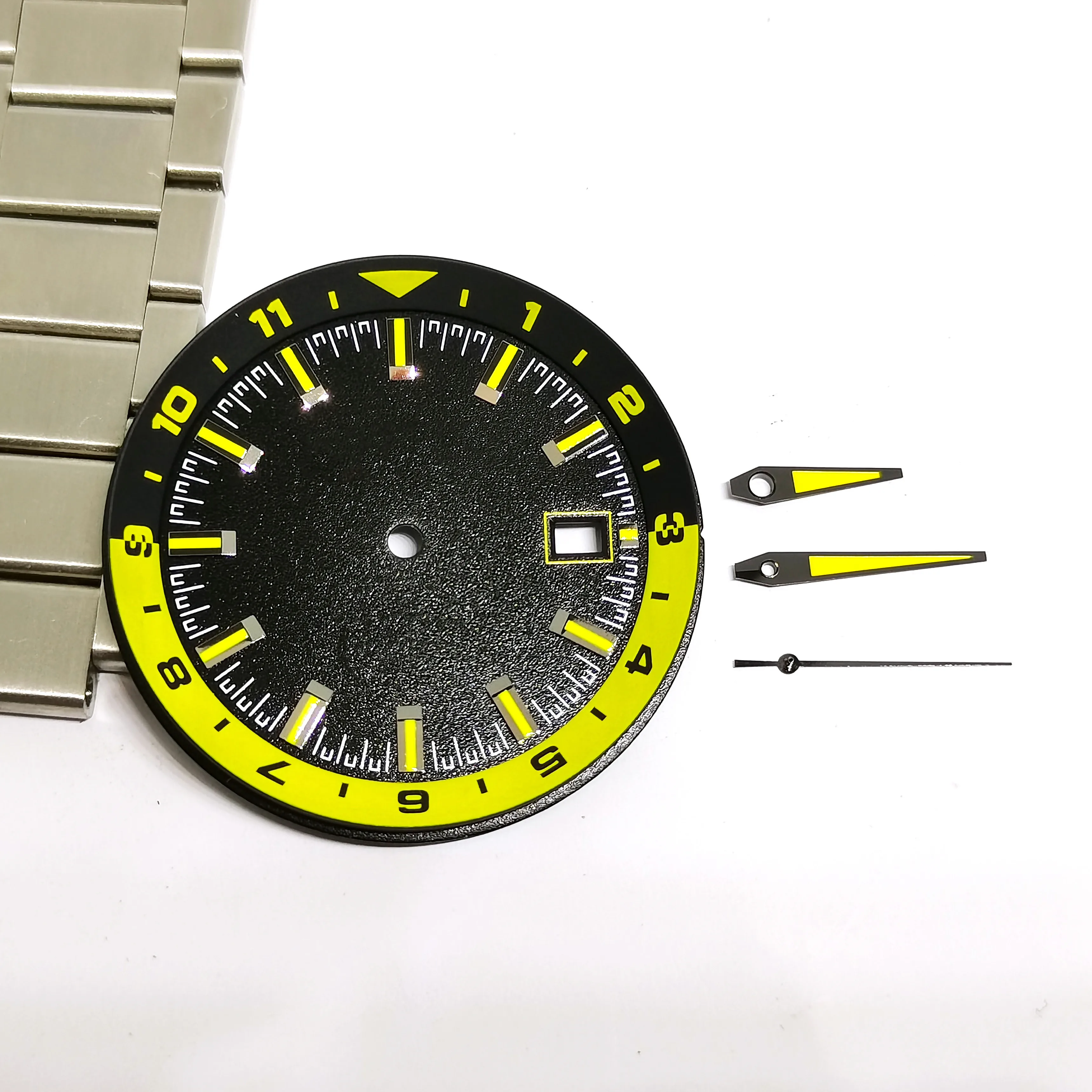 New Watch Part 36.8MM Dial Add Hands Green Luminous Fit NH35 Automatic Movement