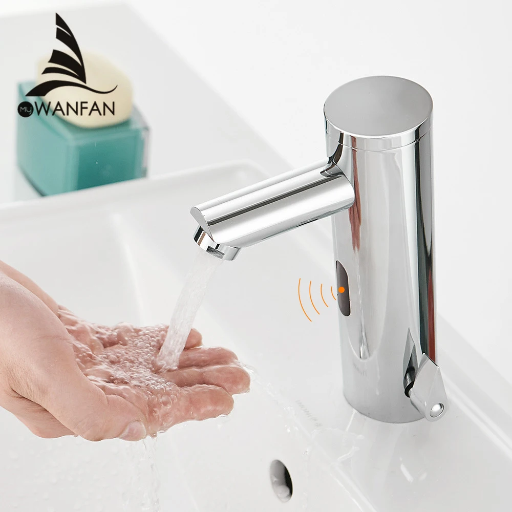 Bathroom Faucet Water Saving Taps Chrome Touchless Hot and Cold Mixer Tap Fully-automatic Faucet infrared Sensor Faucet 8021