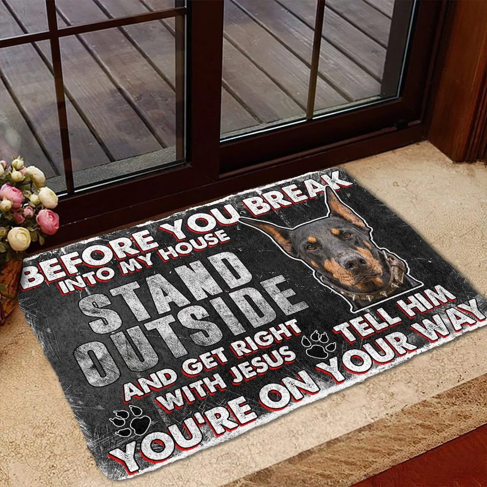 CLOOCL Siberian Husky 3D Before You Break Into My House Doormat Decor Carpet Soft Flannel Non-Slip Doormat for Bedroom Porch