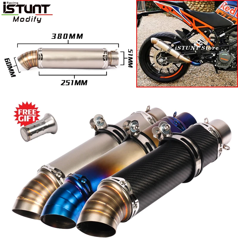 51MM universal motorcycle exhaust Muffler escape moto cafe racer For Duke RC390 NC700 CBR500RR GSXR250 benelli trk 502 gsr 600