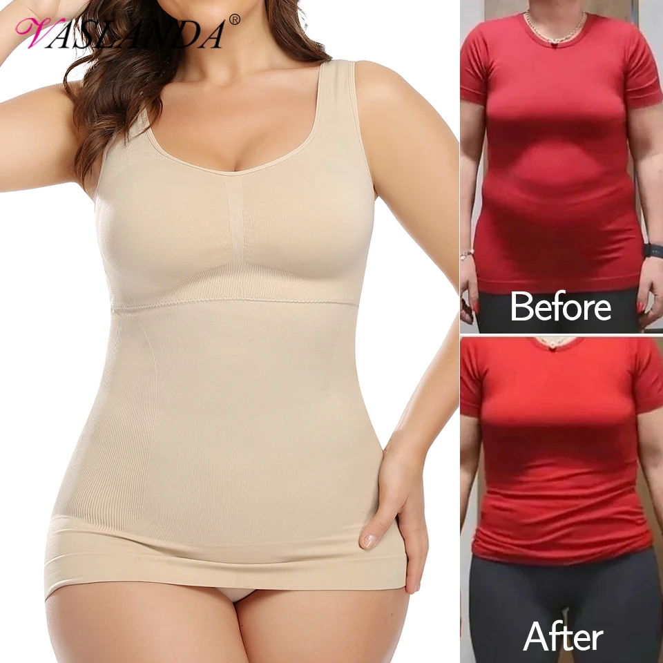 Shapewear for Plus Size Women Tummy Control Shapewear Built-in Bra Shaping Tank Tops Slimming Body Shaper Compression Underwear