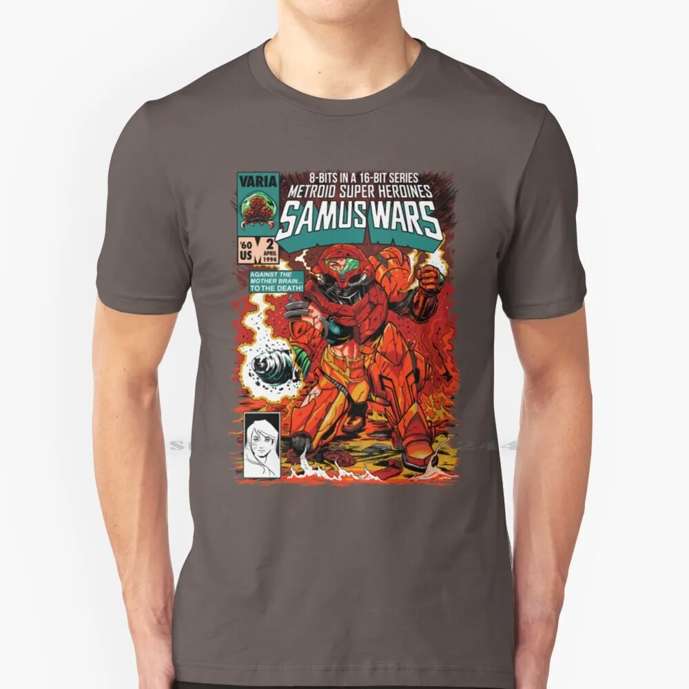 Samus Wars 100% Cotton T Shirt Samus Aran Mother Brain Zebes Tourian Ridley Kraid Baby Comic Homage Parody Samus Wars Gunship