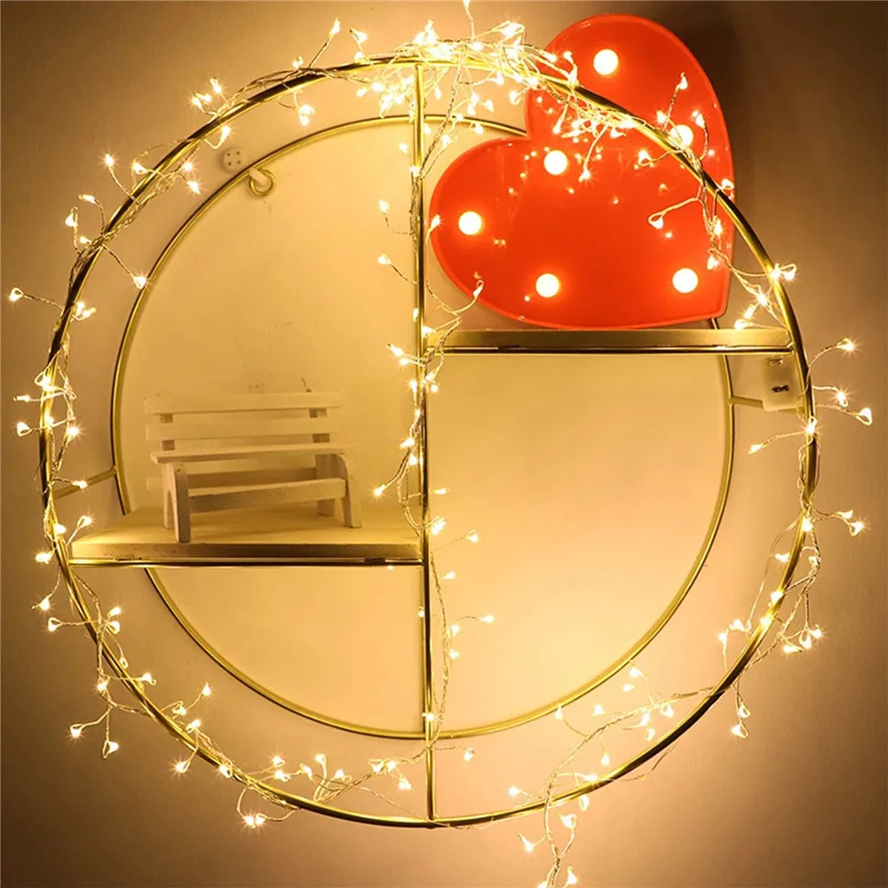 2M 5M Copper Wire LED String Lights Firecracker Fairy Garland Light for Christmas Window Wedding Party Battery Operated