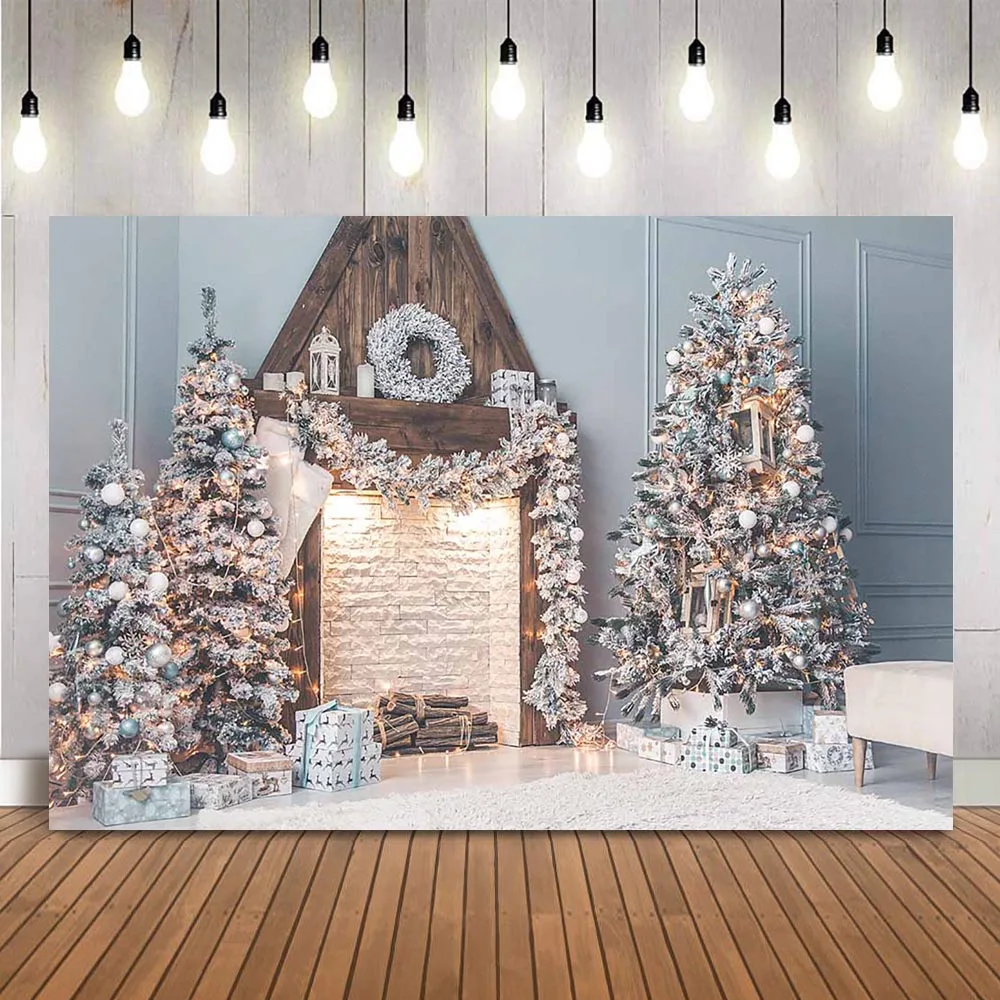 Photography backdrop Christmas house photocall Christmas tree kids portrait photo shoot for photographic studio fireplace