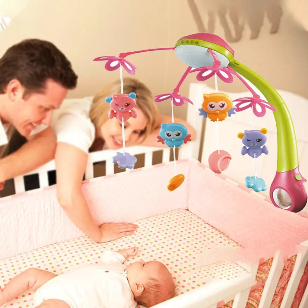 Baby Crib Mobile Toys With Lights And Music Hanging Bell Rotating Projection For Baby Shower Gift