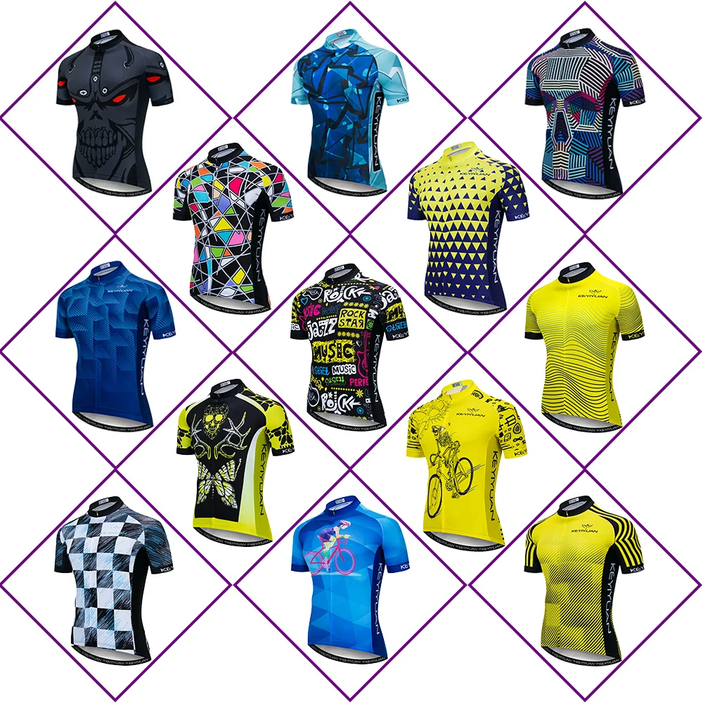 KEYIYUAN Summer Men Short Sleeve Cycling Jersey 2023 Pro Team Mountain Bike Shirt Tops Camisetas Ciclismo Mtb Manga Corta