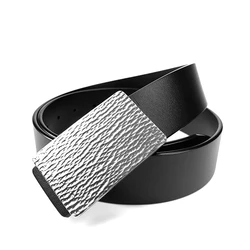 Pure Titanium Belt Buckle Manual Hammer Design With Real Cowhide 125 cm