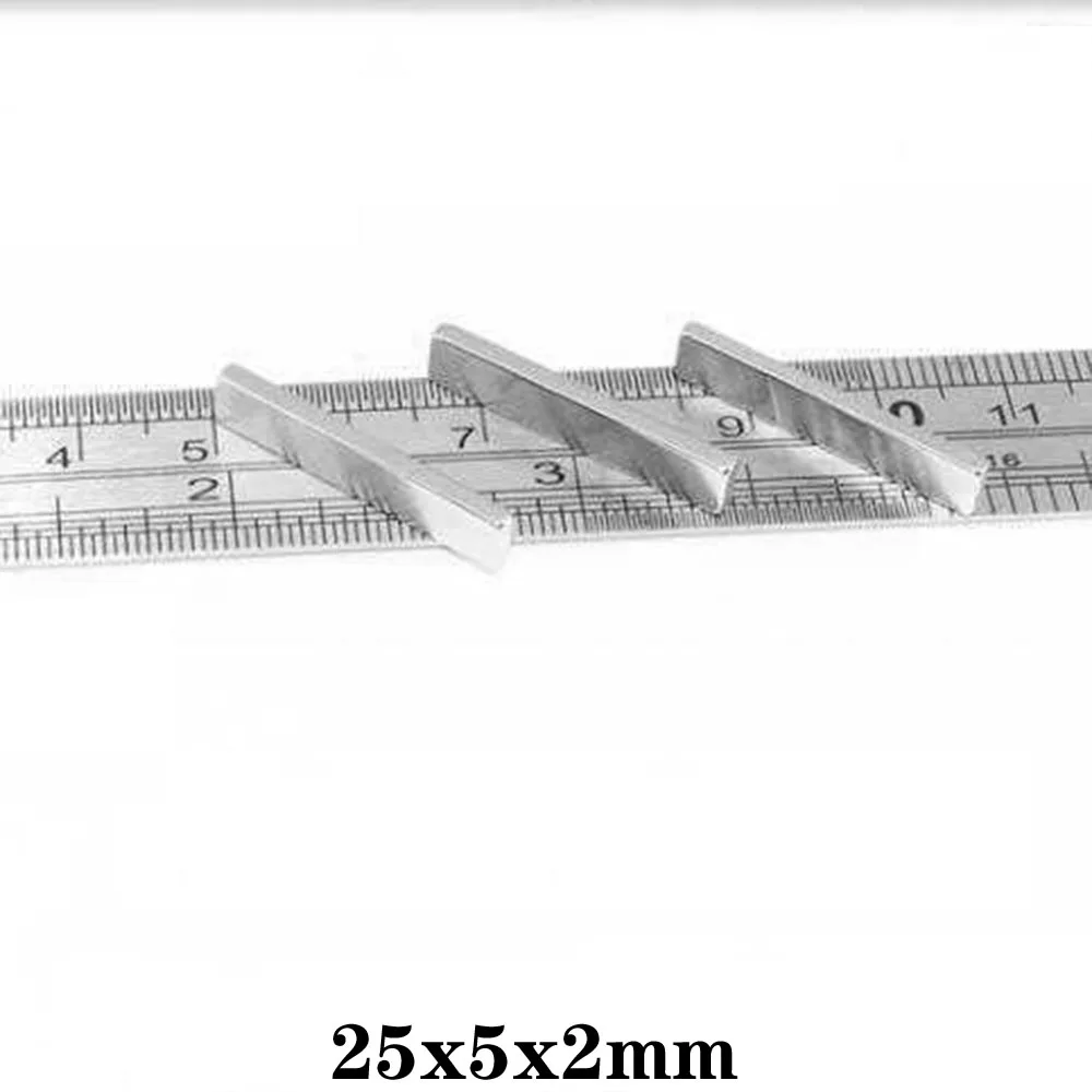 5/10/20/50/100/200/250pcs 25x5x2 Strong Sheet Rare Earth Magnet Block Rectangular Neodymium Magnets 25x5x2mm Magnetic 25*5*2