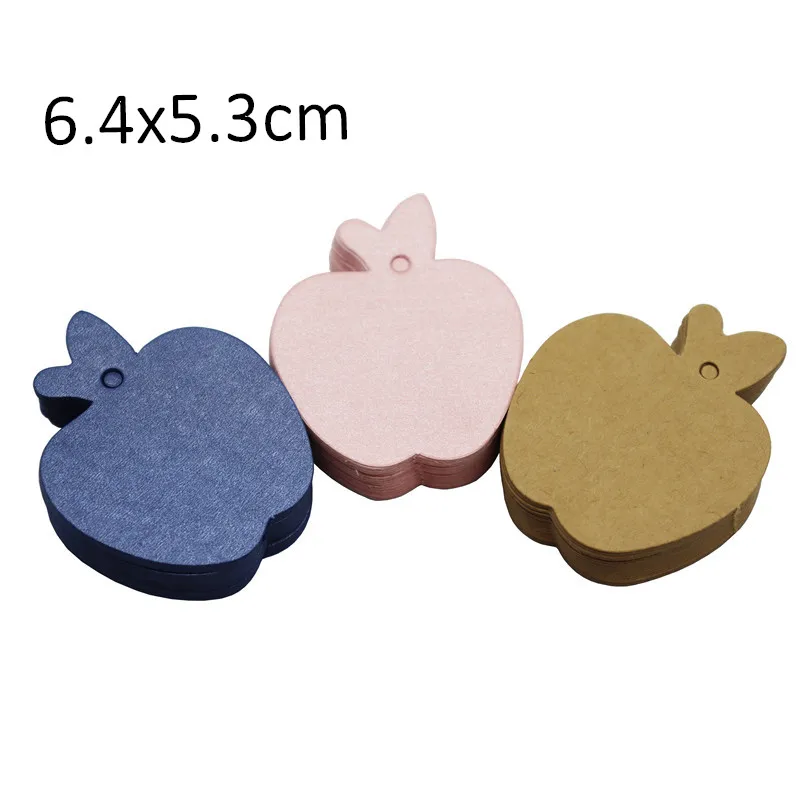 100Pcs 6.4x5.3cm Paper Apple Shaped Label Paper Card Children Gift Blessing Message Label Paper Card DIY Graffiti Card