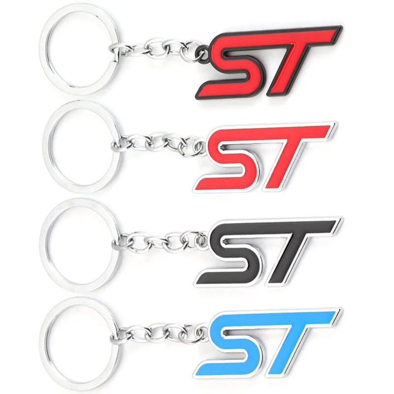 Car Keychain ST Badge Keyring Metal Key Chain Ring Holder for Ford ST Logo Focus Fiesta Ecosport 2009 - 2015 Mondeo Kuga Fusion