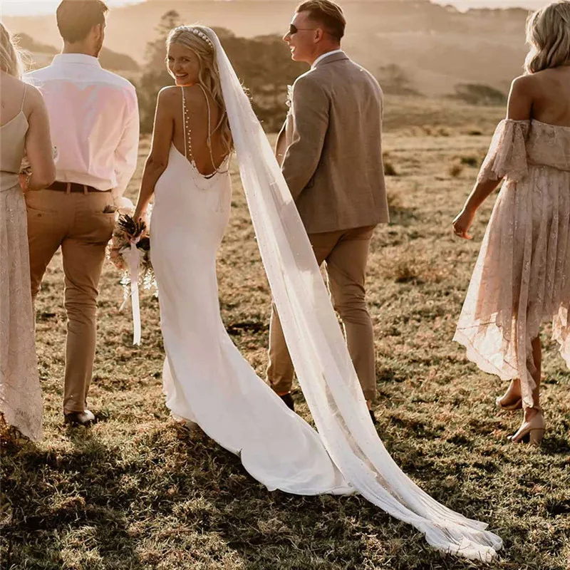 Velo da sposa lungo 3M avorio bianco con pettine veli da sposa cattedrale a uno strato con perle Velos de Noiva accessori da sposa