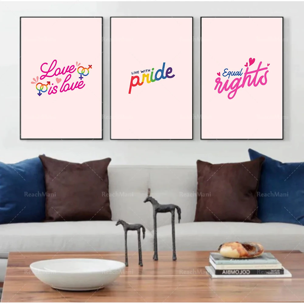 Pride poster print set, the love of a proud girl is to love home with equal rights. Pride decoration poster