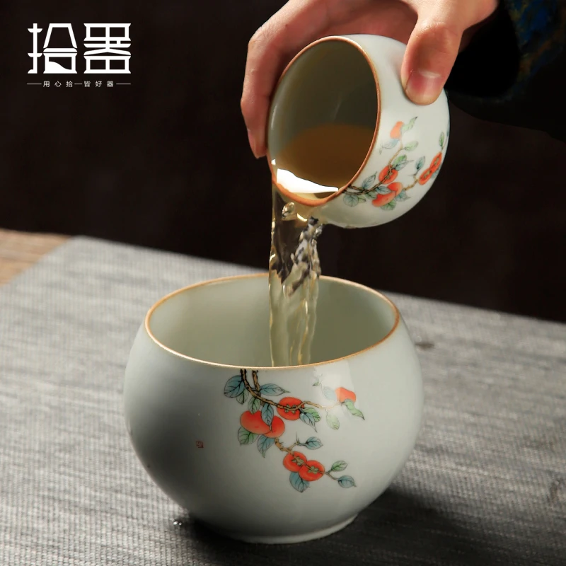 

Ruyao tea washing ceramic tea residue jar water bowl pen washing small household cup tea set pot dry bubble table tea ceremony