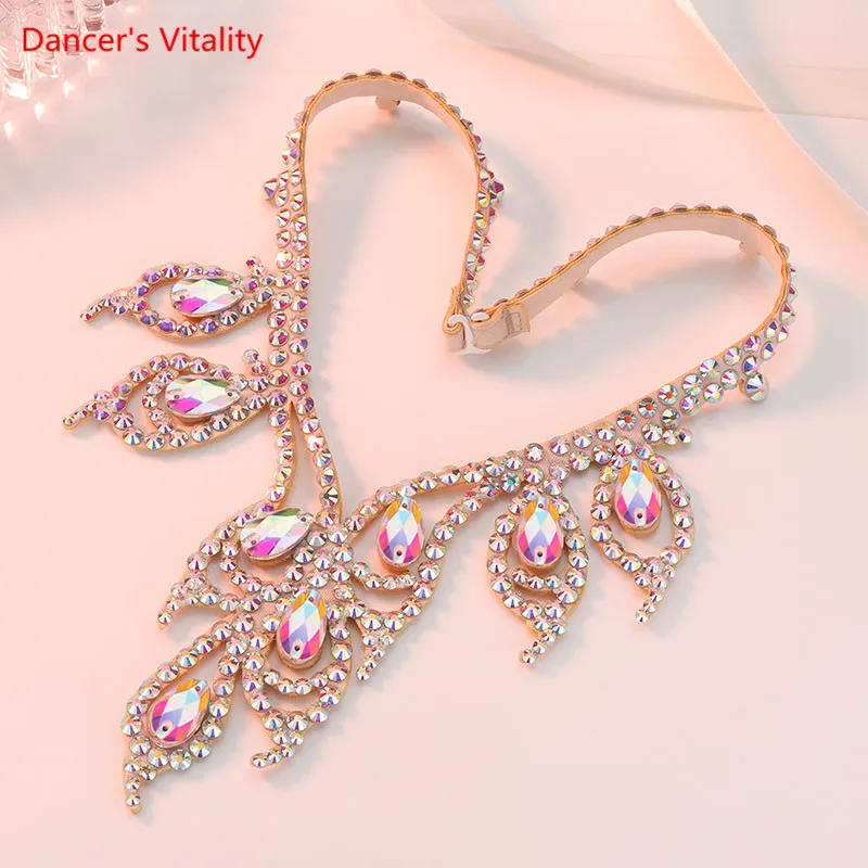 

Belly Dance Necklace Rhinestone Chain Oriental Dancing Female High-End Diamond-Studded Stage Performance Accessories