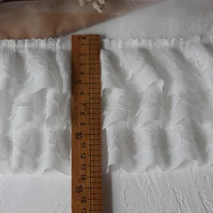 Plisated Mesh Chiffon Stoff, Rüschenverkleidung Stickerei, 3 Schichten, 3D, Weiß, Schwarz, DIY -Bekleidungskleid, Kragennähtedekor, 12 cm breit 6 Hauptverkauf Chiffon Plisadado zu U -Bahn - №3