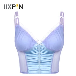 Hot Summer Women Purple Vest Fashion Sexy V Neck Backless Solid Ruffles Crop Tops Pullovers Ladies Tanks Women Girl Camisole