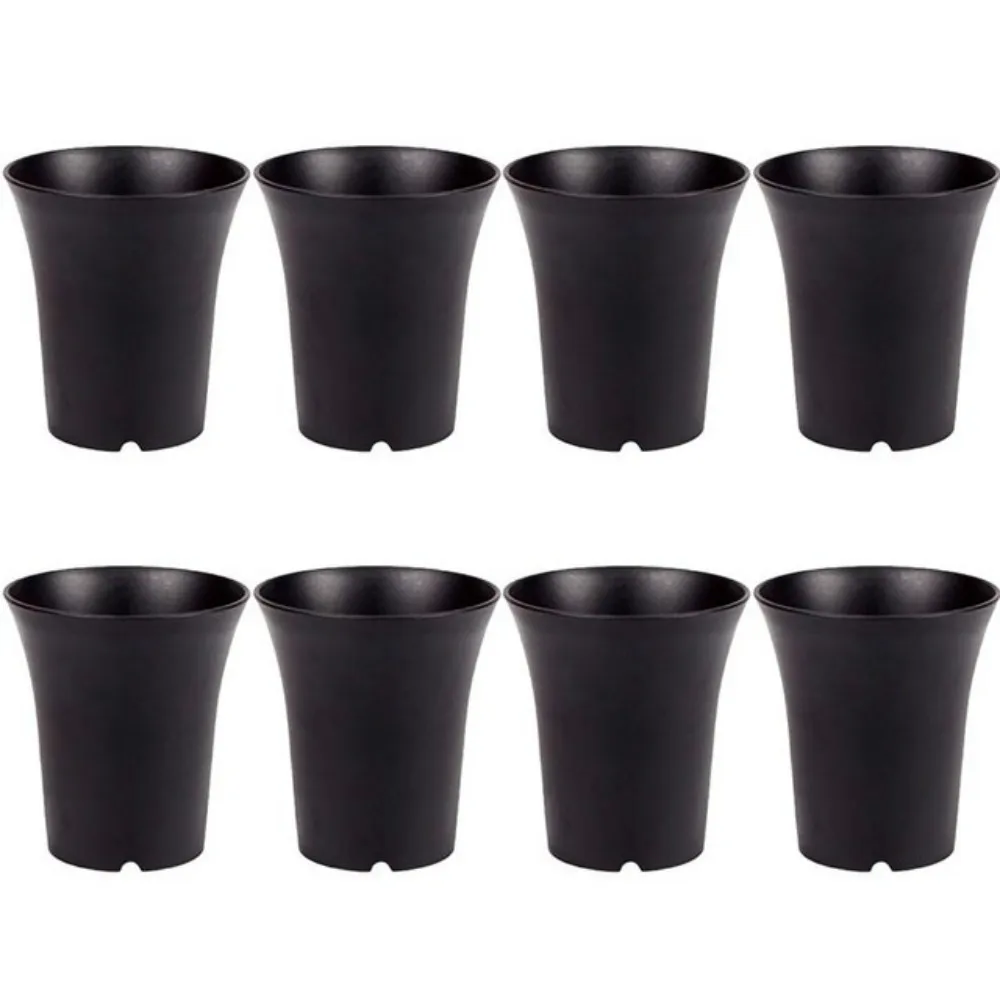 New 10pcs/set Plastic Round Plant Pot White Black Succulents Frosted High Waist Basin Pots For Home Office Garden Plant Nursery