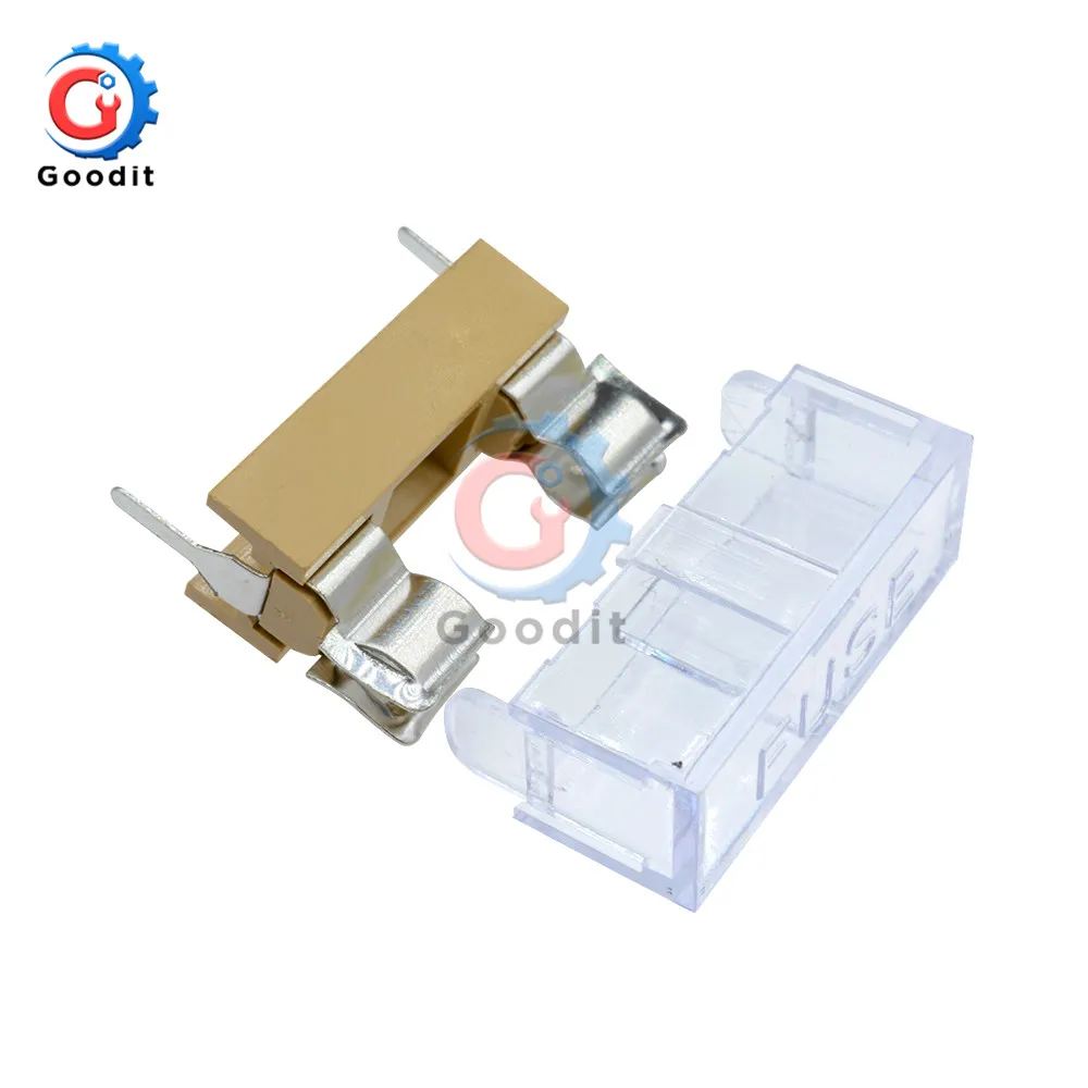 10PCS Panel Mount PCB Fuse Holder Case w Cover 5x20mm With Transparent Cover 5*20 Fuse Holder