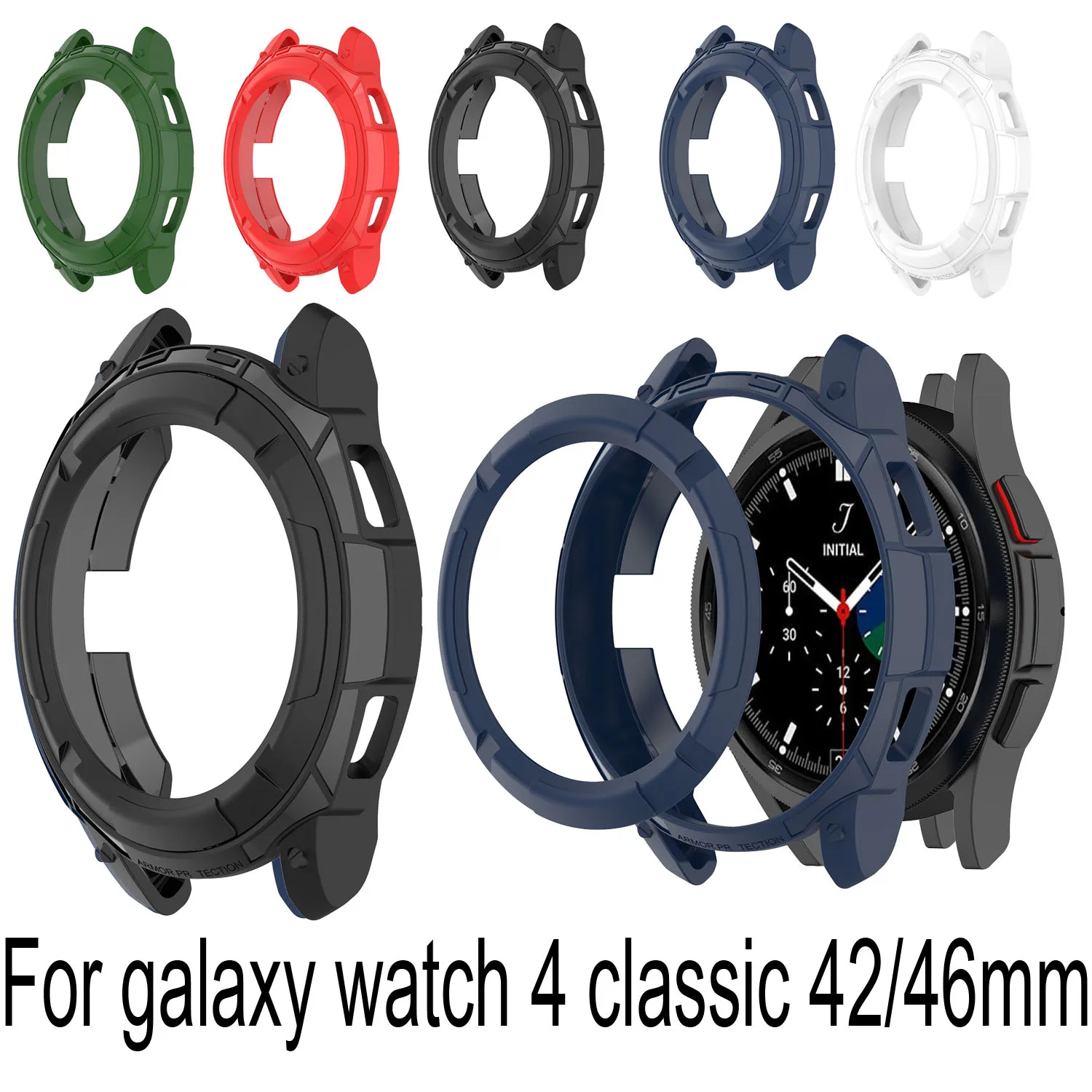 Protective TPU Rubber Hybrid Watch Cover For Samsung Galaxy Watch 4 Classic 42mm 46mm Case Shockproof Shell Bumper