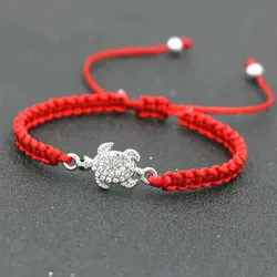 Minimalist Silver Color Sea Turtle Tortoise Charm Bracelet Red Rope Thread Chakra Bracelets For Women Boho Jewelry Love Gift
