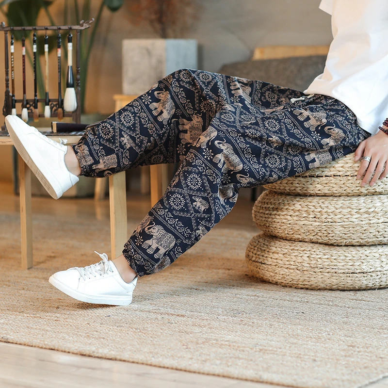 

High Quality Fashion Men's Baggy Pants Casual Harem Printed Pants Hippie Aladdin Bohemian Boho Gypsy Trousers Unisex Pants