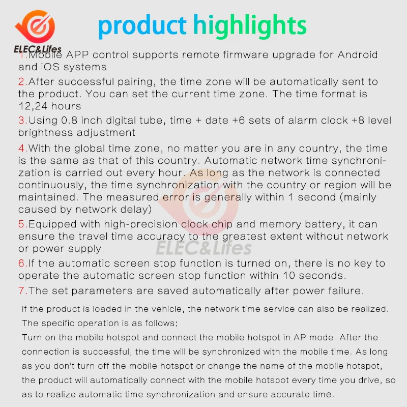 DIY Electronic LED 4 Digit Digital Display WiFi Timing Clock Module APP Control For Smart Home