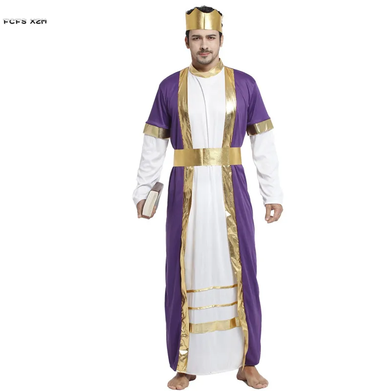 Adult Arab Traditional Cloth Men Halloween King Costumes Zeus Cosplay Carnival Purim Parade Nightclub Bar Role Play Party Dress