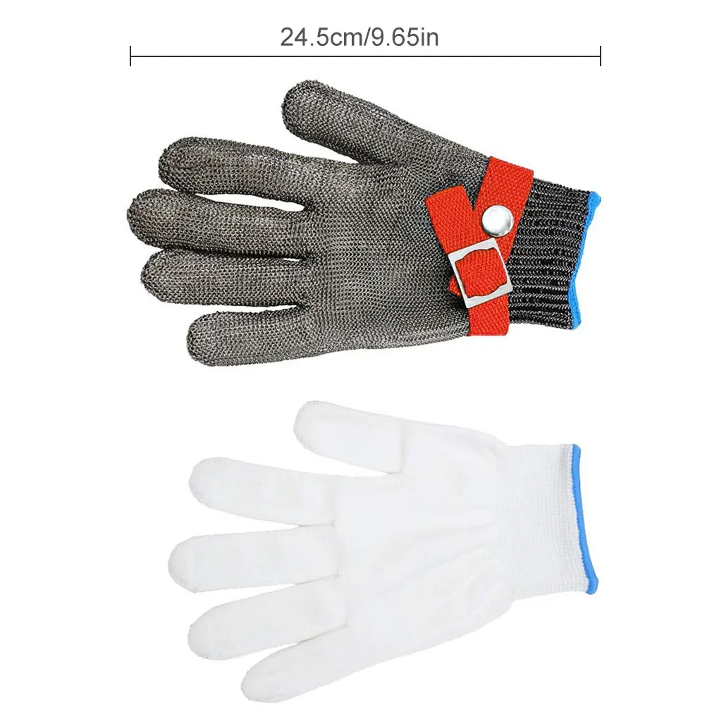 5 Level Anti-cutting Glove Safety Glove Stainless Steel Wire Hand Protector Adjustable Unisex Butcher Food Processing Glove