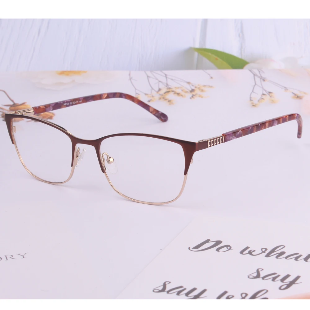 Fashion gafas with diomands decoration on Temples Women Eyeglass Frame Eyewear Beautiful Glasses lady montures de lunette girls