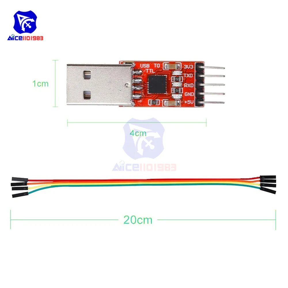 diymore CP2102 USB to UART TTL Serial STC Programmable Module PL2303 Super Brush Line for Arduino with 4 Pin Dupont Jumper Wire