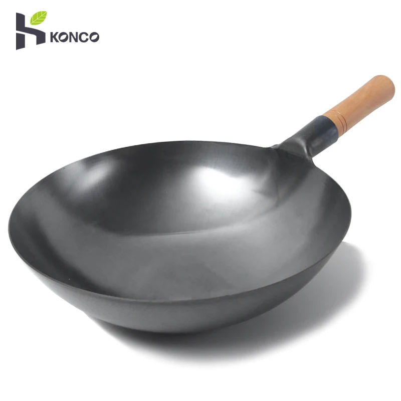 Konco Eisen Wok Traditionellen Hand Gehämmert Eisen Wok, Chinesische Kochen Topf Allgemeine Verwendung für Gas und Induktion Herd