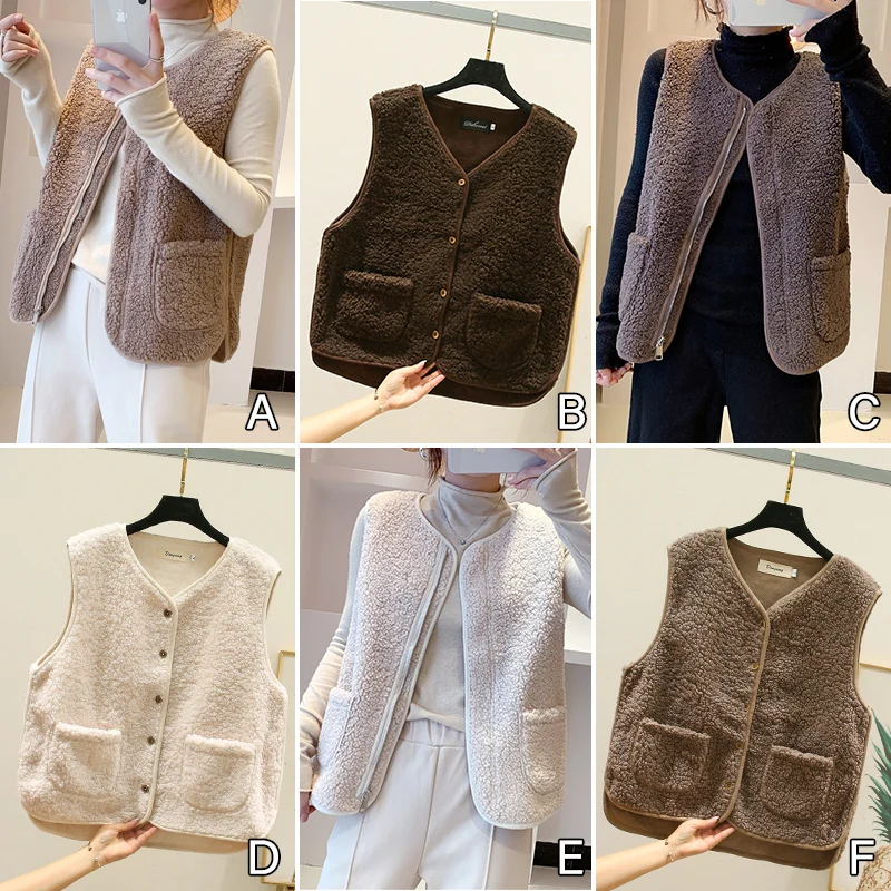 

Women Autumn Fleece Vest Thermal Waistcoat Winter White Vest Sleeveless Jacket Simple Ladies Warm Thick Sleeveless Vest