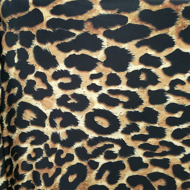 Good Milk Silk Knit Cotton/Spandex Fabric 4 Way Elastic Black/Brown Leopard Dot Print Cloth Diy Sewing Dress Sexy Dance Clothing