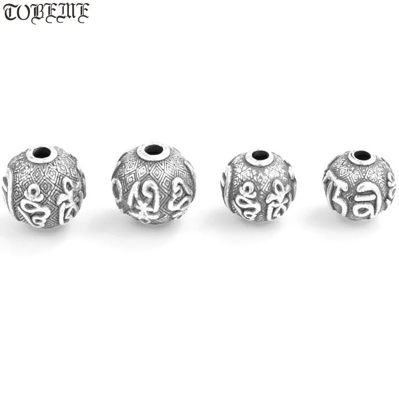 

2pcs 100% 999 Silver Tibetan Loose beads tibetan Six Words Proverb beads Buddhist OM Mani Padme Hum Beads