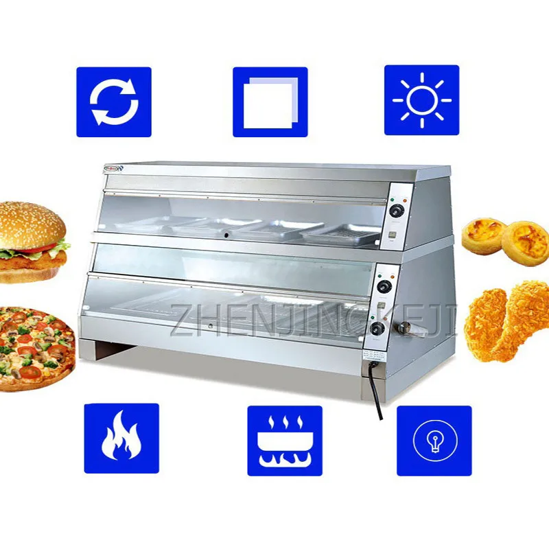 220V Commercial Table Type Heat Preservation Cabinet 3600W Large Stainless Steel Multifun Hamburger Shop Snack Bar Equipment