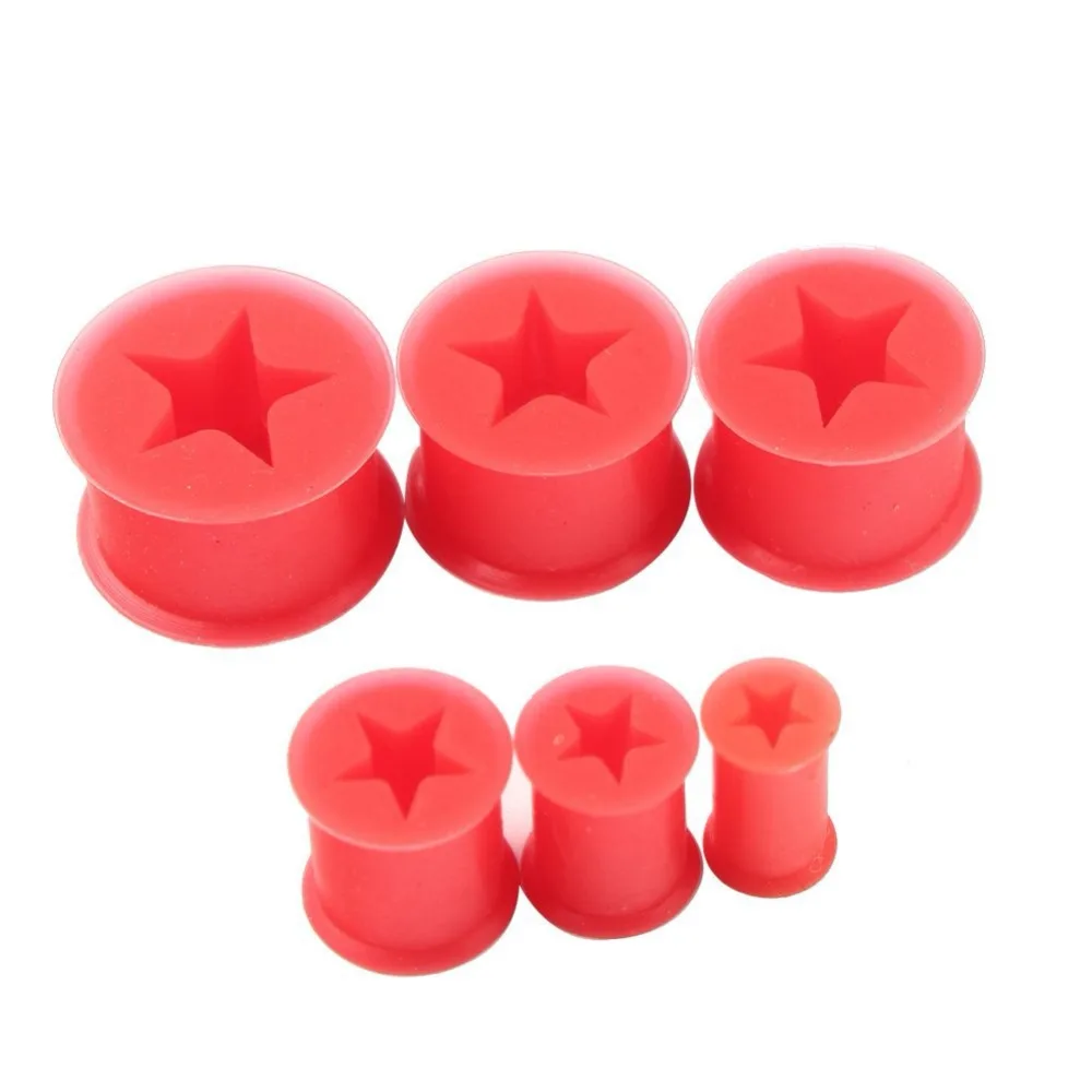 1Pair Silicone Ear Gauges Plugs And Tunnels Star Dilataciones Oreja Piercing Ear Spirals Plug Expander Stretcher Piercing Orelha