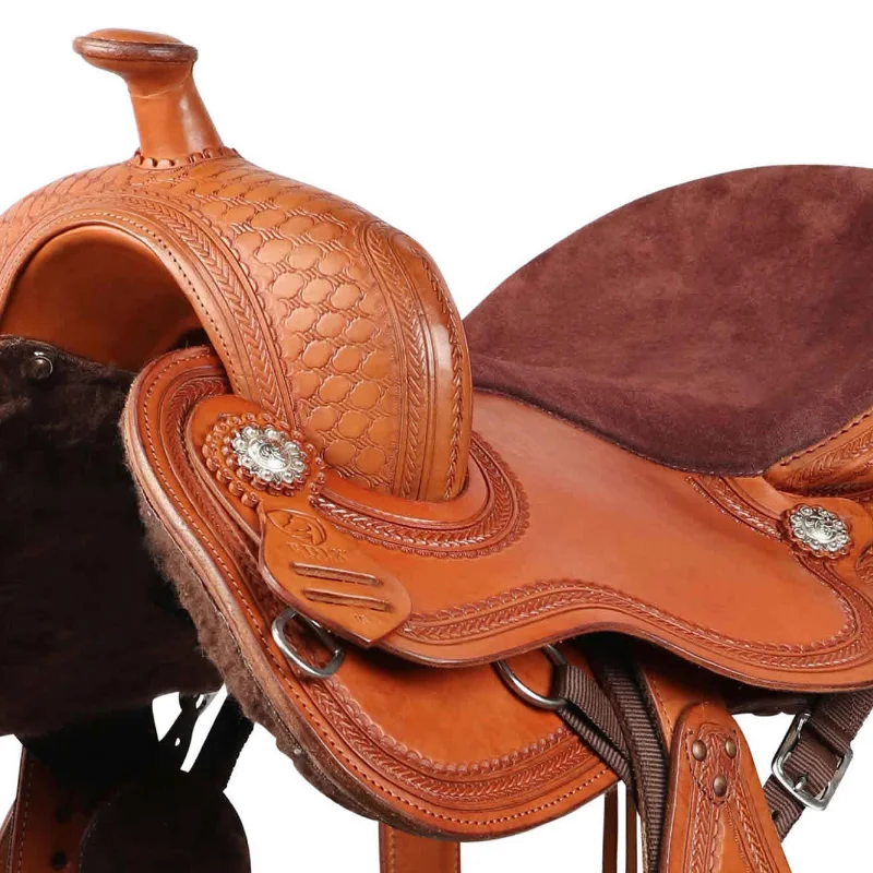 Western Horse Saddle Tack Set Leather Seat Tree OEM Customized Style Color Suede Fiber Origin Drum Type Size Place Model DyedCD