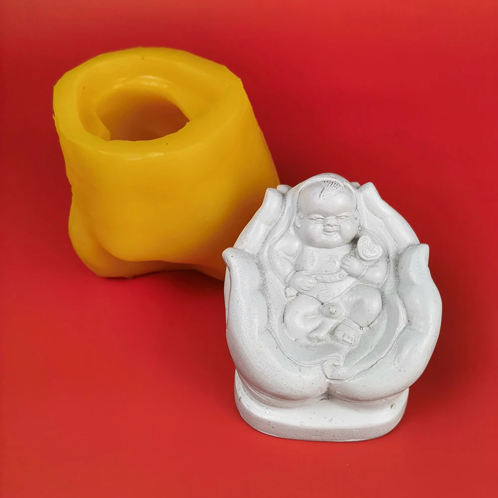 3d Silicone Scented Candle Molds 3D Treasure in the Palm Buddha Baby Fondant Mould Chocolate Baking Mold Soap Molds Handmade