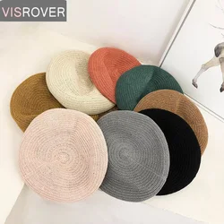 VISROVER 7 colors beret solid hat female knit acrylic cap spring summer autumn hat solid color top quality Women Boina Wholesale