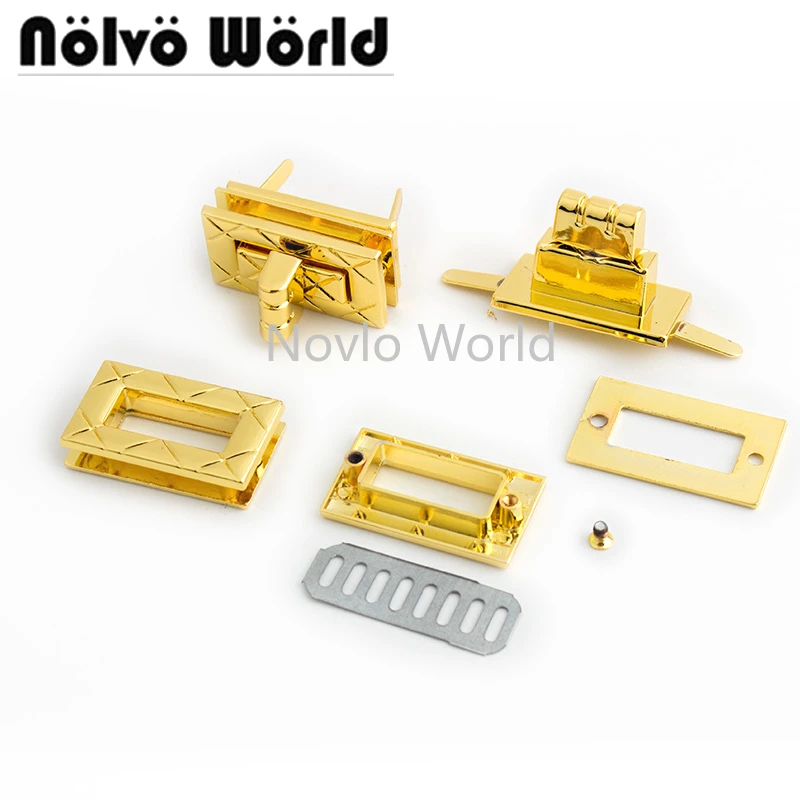 

Nolvo World 2-10sets 19*33mm bag lock buckle K gold purse accessories Twist turn locks