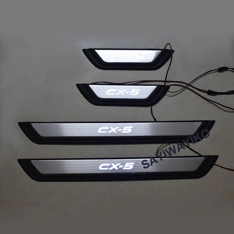 FIT For Mazda CX-5 Cx5 2017 2018 2020 Door LED Sill Scuff Plate Welcome Pedal Stainless Steel Car Styling Car Accessories