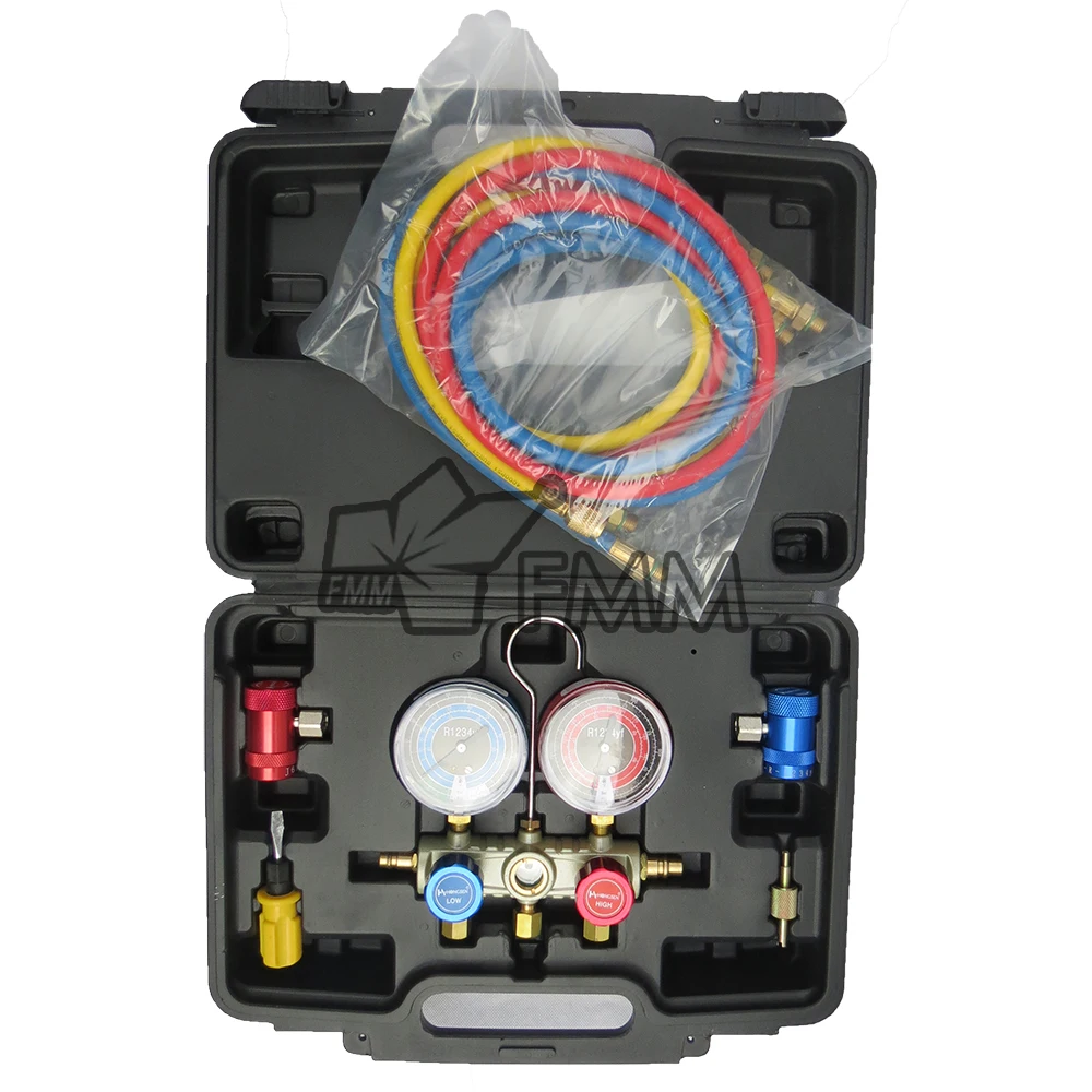 

New Model For Car Air Conditioning Tool R-1234yf Manifold Gauge Set Hose R134a 134a R22 R12 R410a