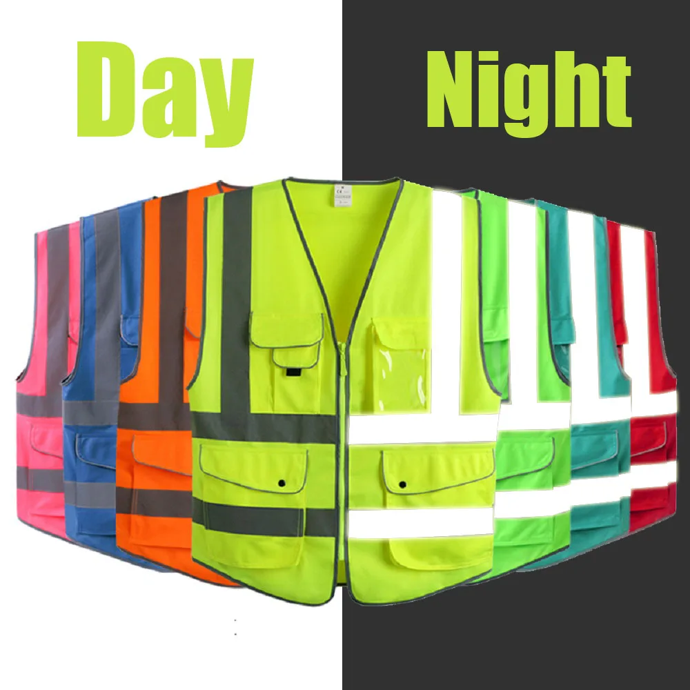 Hi Visibility Reflective Safety Vest With Reflective Strips Construction Work Vest ANSI Class 2 Standard