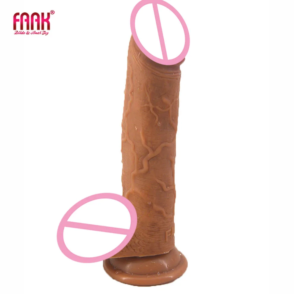 FAAK realistic dildo double layer silicone fake penis big dick adult sex product masturbator suction sex toys for women sex shop