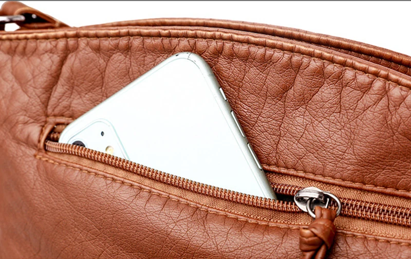 Yogodlns Weiche PU Leder Schulter Tasche Frauen Retro Umhängetasche Doppel-reißverschluss Weiblichen Umhängetasche Große Kapazität Täglichen Handtasche – Detail 20