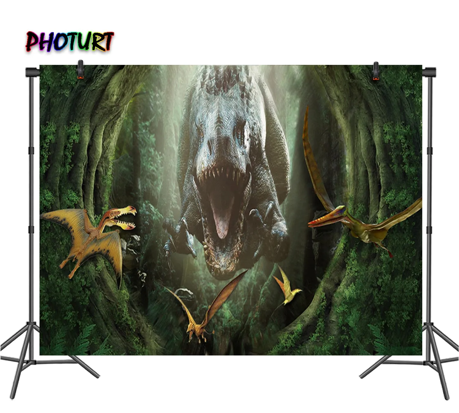 PHOTURT Dinosaur Photography Backdrop Kids Birthday Party Backgrounds 3 Option Jurassic Tyrannosaurus Vinyl Photo Decorate Props