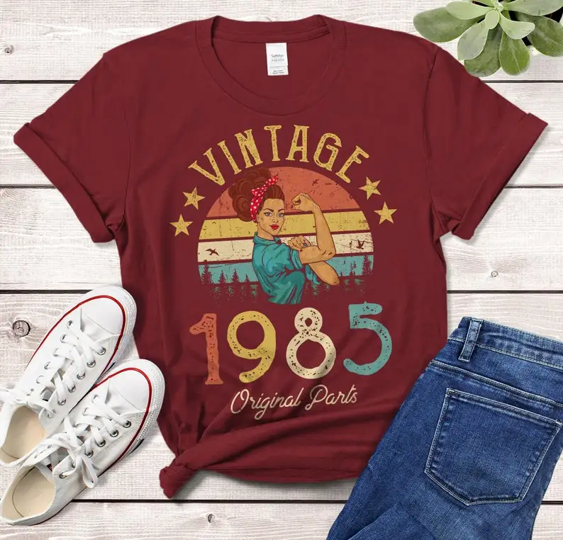 Vintage 1985 T-Shirt Made in 1985 37th birthday years old Gift for Girl, Wife, Mom 37th birthday idea Classic 100%cotton Tshirt